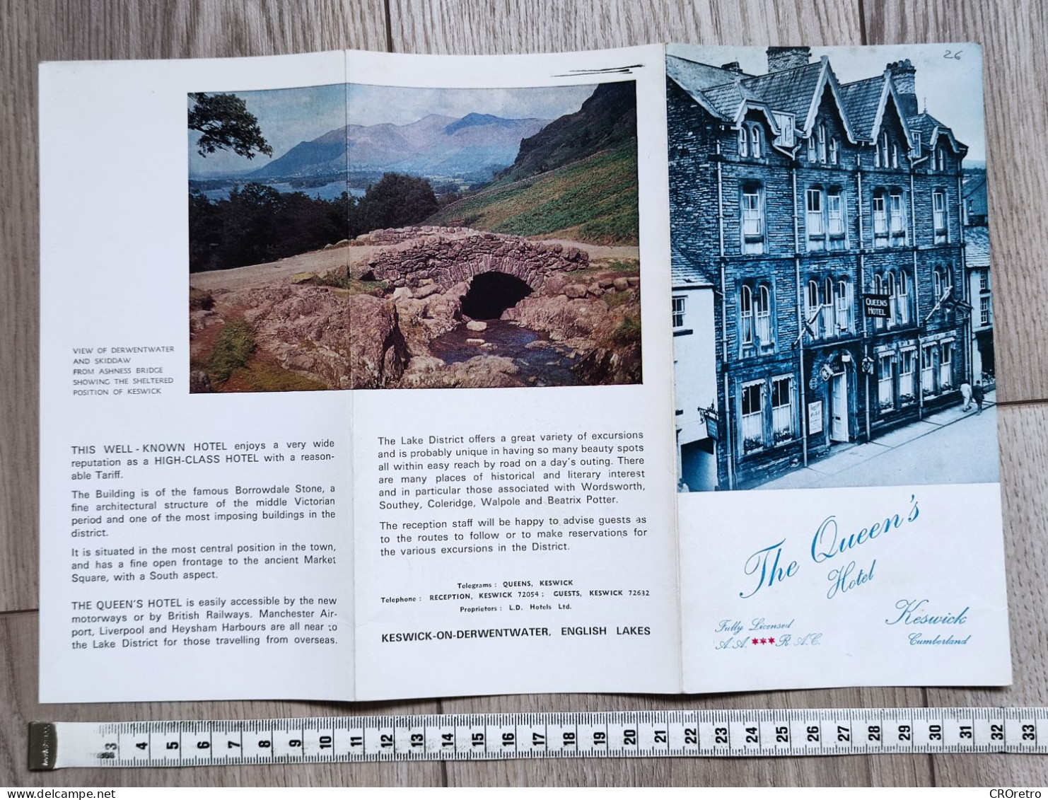 KESWICK - The Queens Hotel, Cumberland England, Vintage Brochure, Prospect, Guide (pro3) - Dépliants Touristiques