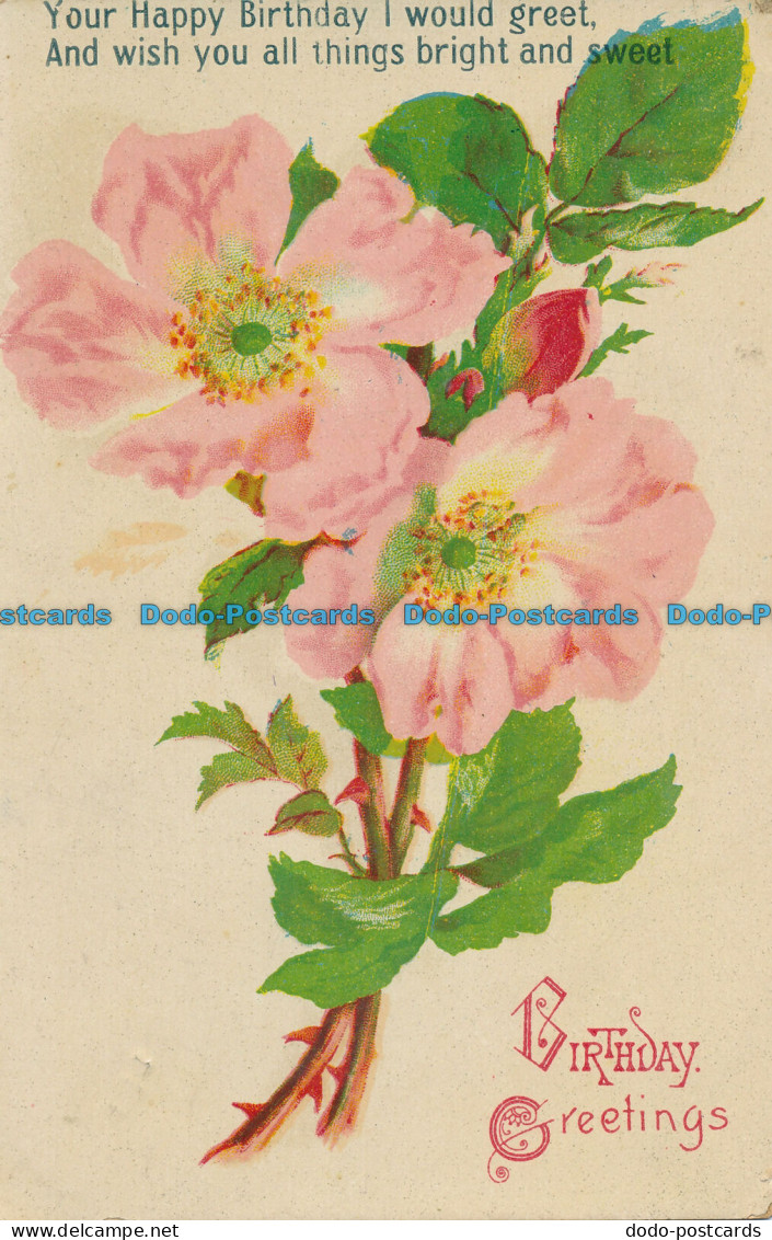 R104886 Birthday Greetings. Flowers. 1914 - Mundo