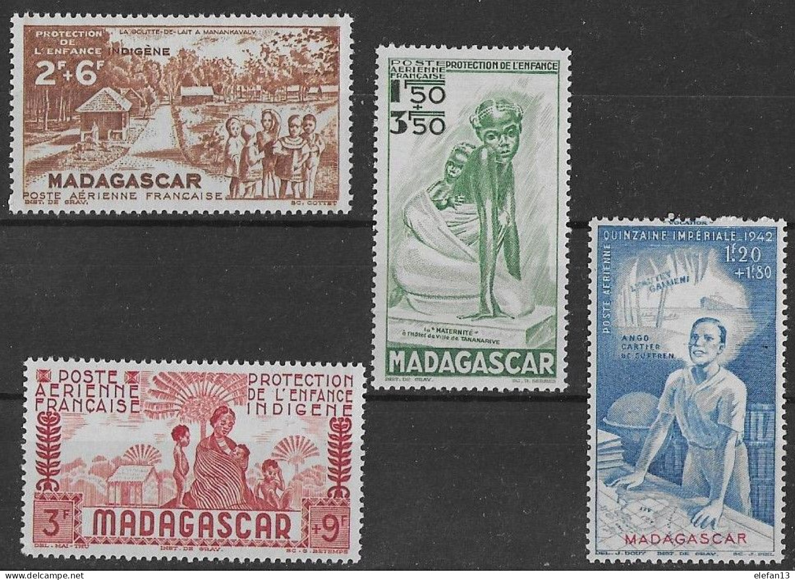 MADAGASCAR Poste Aérienne N°41 à 43 ** + N°44 ** Neufs Sans Charnière MNH - Luchtpost