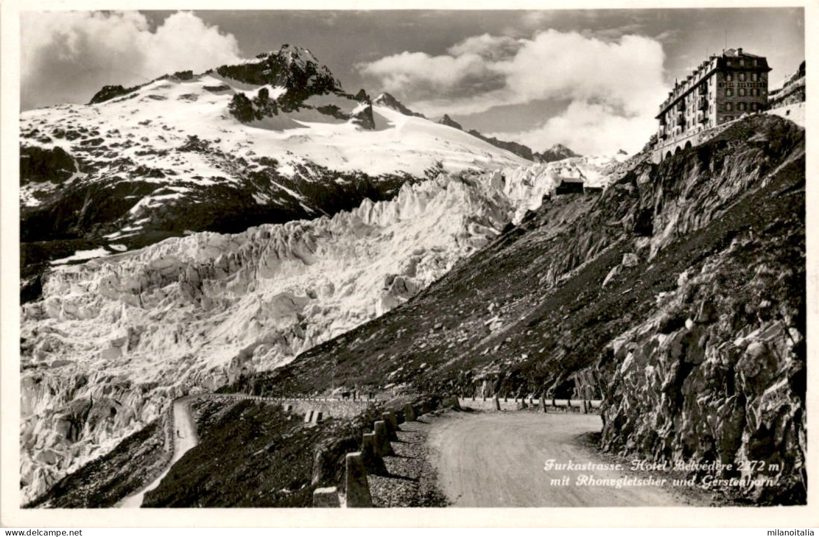 Furkastrasse - Hotel Belvedere Mit Rhonegletscher Und Gerstenhorn (3401) * 12. 8. 1935 - Obergoms