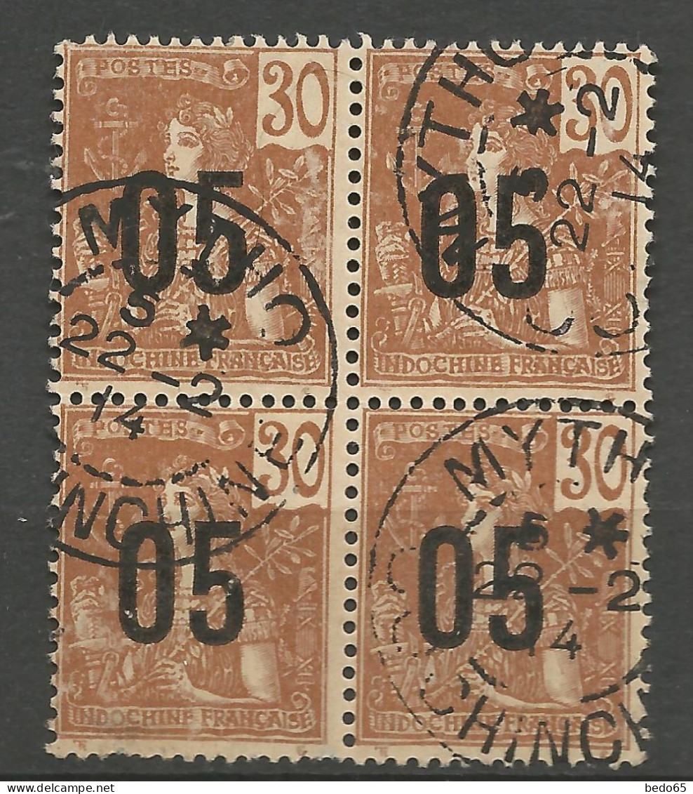 INDOCHINE N° 61 Bloc De 4  CACHET MYTHO - Used Stamps