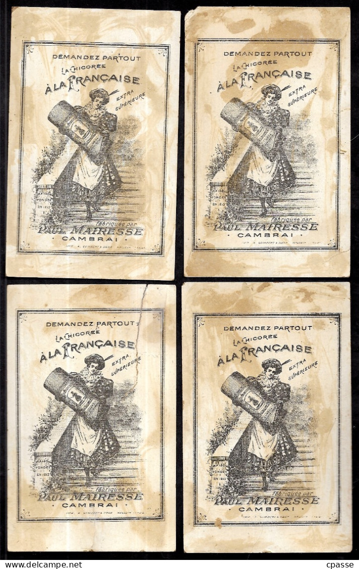 En L'état (Lot De 4) CHROMO XIXe "A La Française" 59 Cambrai Nord "carte à Jouer" Valet De Coeur, Pique, Carreau, Trèfle - Sonstige & Ohne Zuordnung