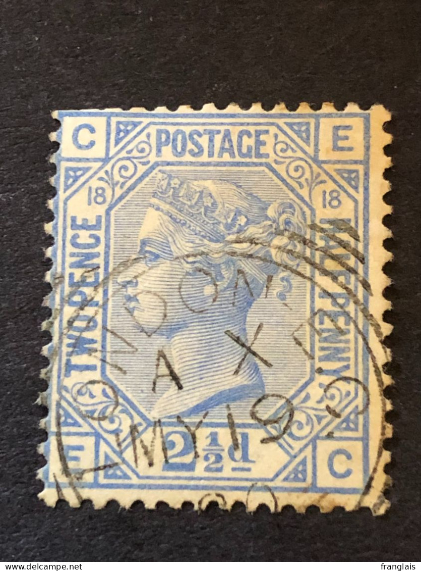 GREAT BRITAIN  SG 142  2½d Blue, Plate 18, Orb Wmk  CV £55 - Gebruikt