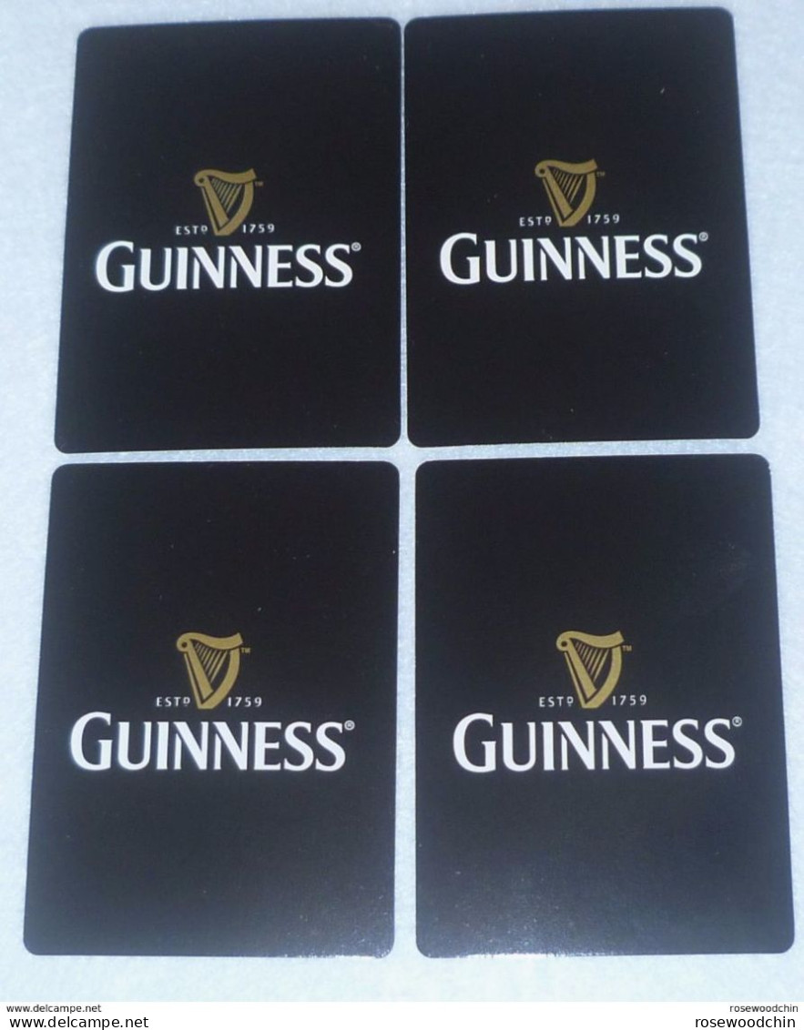 Set Of 4 Pcs.  Guinness Stout Black Single Playing Card - Ace Of Spades, Hearts, Clubs, Diamonds (#85) - Cartes à Jouer Classiques