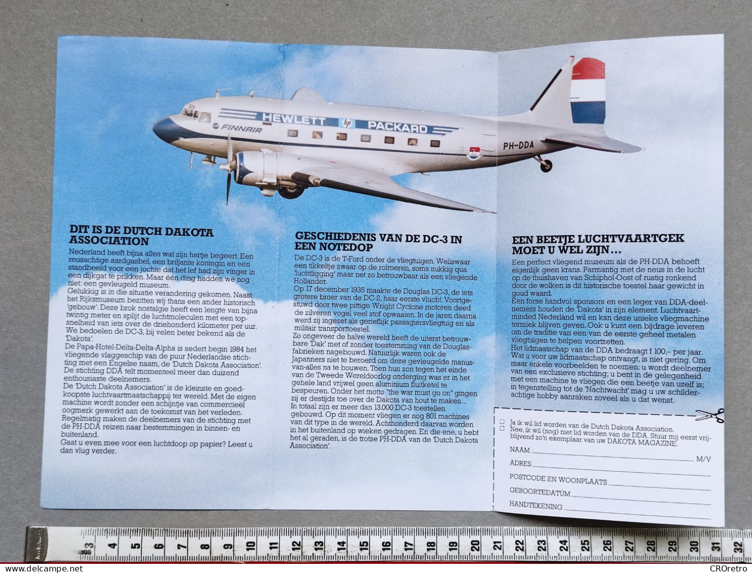 DC-3 Avion / FLY DDA, Vintage Advertising Brochure - Werbung