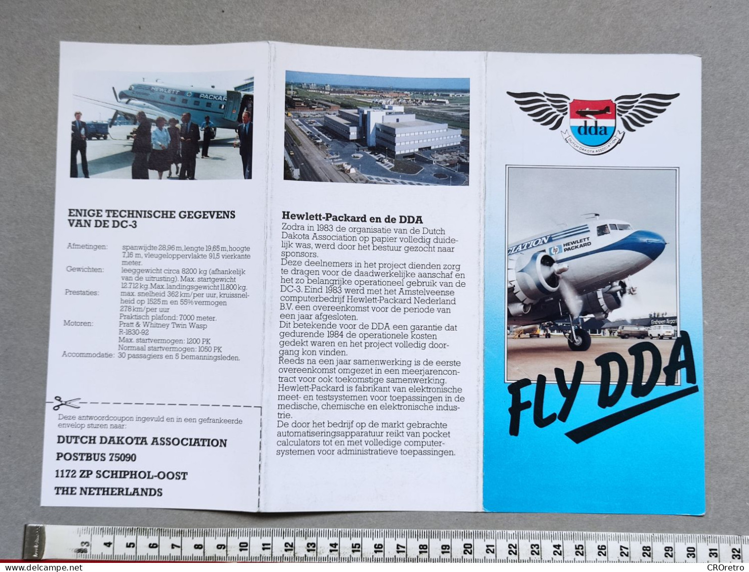 DC-3 Avion / FLY DDA, Vintage Advertising Brochure - Werbung