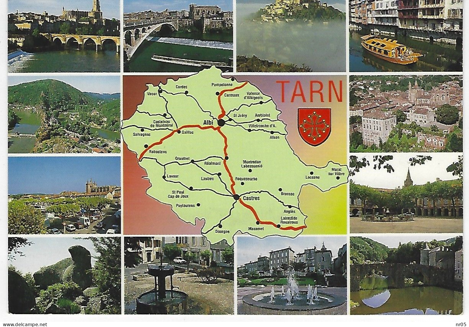 81 - Carte Contour Géographique Du Département Du TARN ( Avec Blason ) - Cartes Géographiques