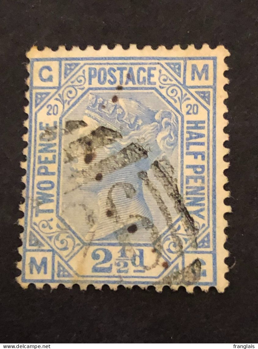 GREAT BRITAIN  SG 142  2½d Blue, Plate 20, Orb Wmk  CV £55 - Gebruikt