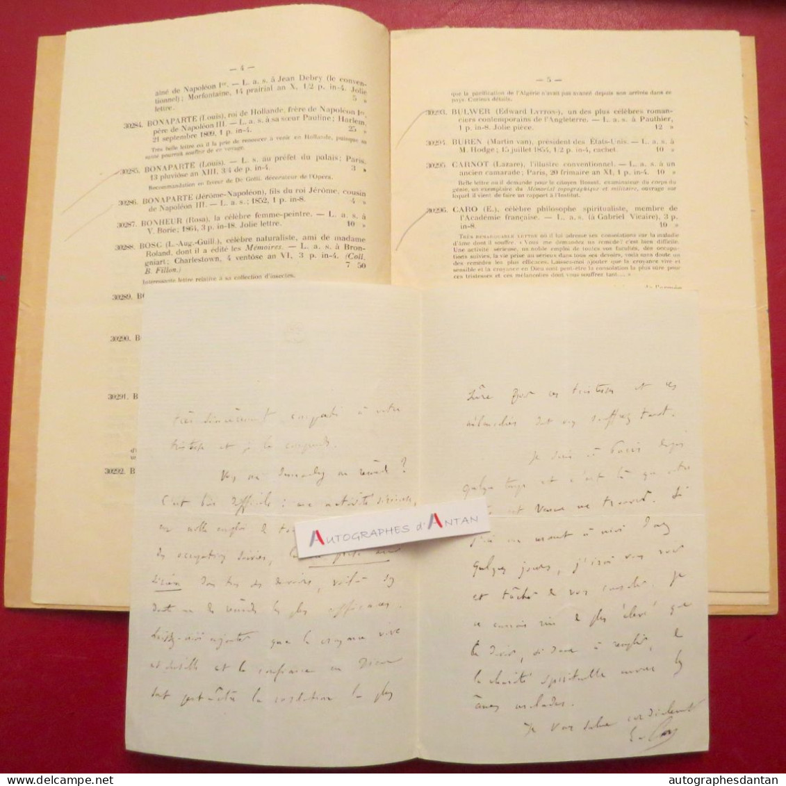 ● L.A.S Elme-Marie CARO Philosophe Né à Poitiers - à Gabriel Vicaire - Catalogue Etienne Charavay 1884 Lettre Autographe - Ecrivains