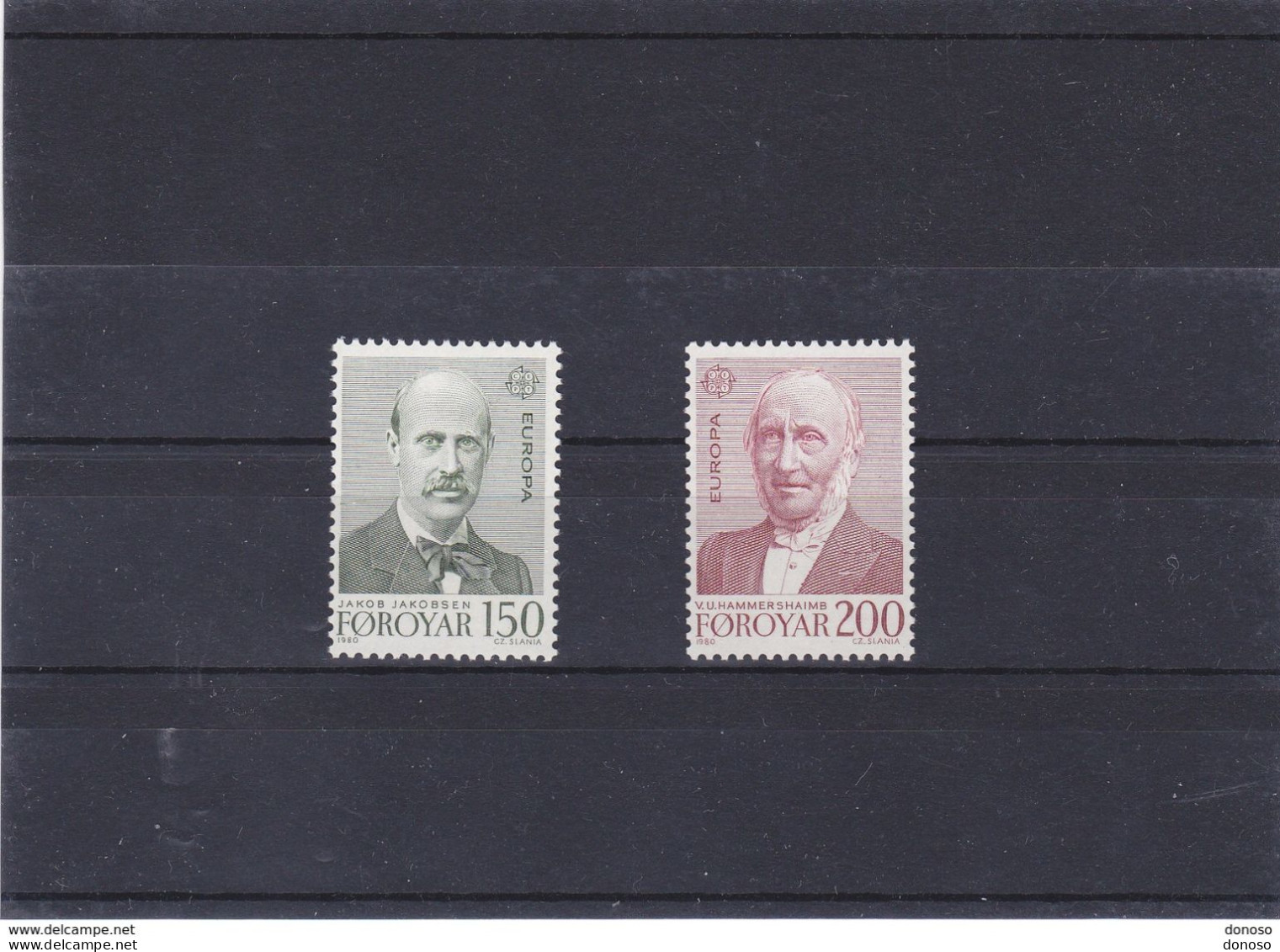 FEROE 1980 EUROPA, Jakobsen Linguiste, Hammershaimb Théologien  Yvert 47-48, Michel 53-54 NEUF** MNH - Féroé (Iles)