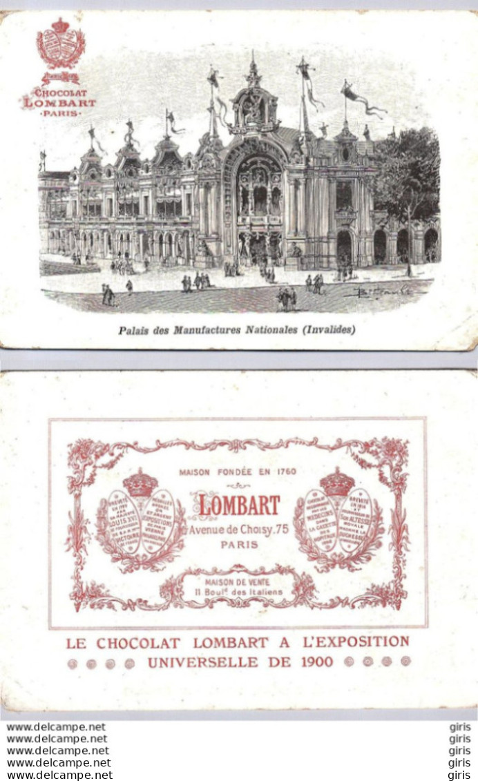 CP - Evénements - Exposition Universelle - Paris 1900 - Palais Des Manufactures Nationales - Chocolat Lombart - Tentoonstellingen