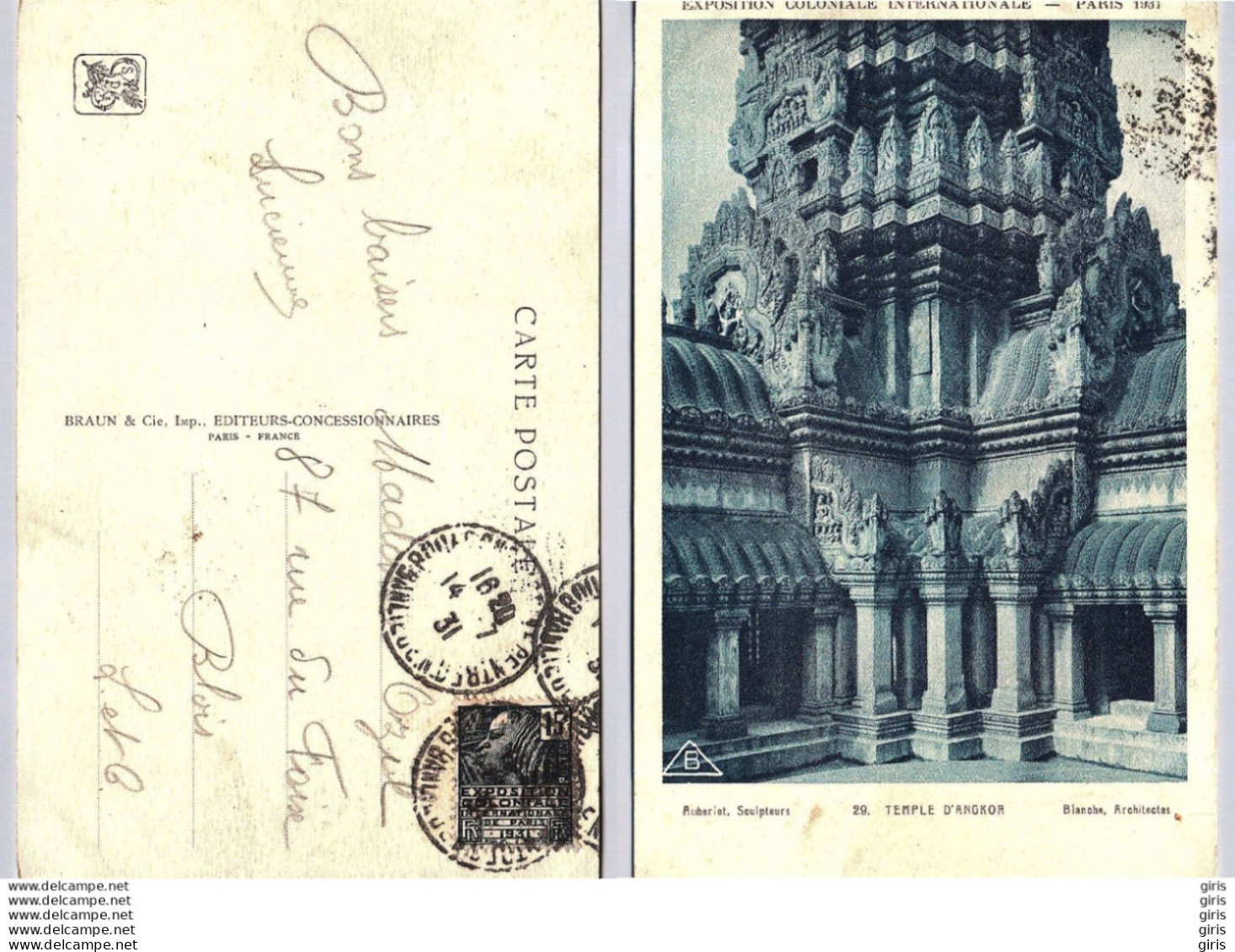 CP - Evénements - Exposition Coloniale Internationale Paris 1931 - Temple D"Angkor-Vat, - Expositions