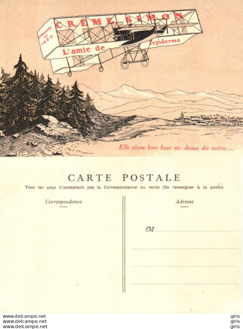 CP - Publicité - Carte Publicitaire - Crème Simon L'amie De L'épiderme (Elle Plane Bien Haut Au Dessus Des Autres) - Werbepostkarten