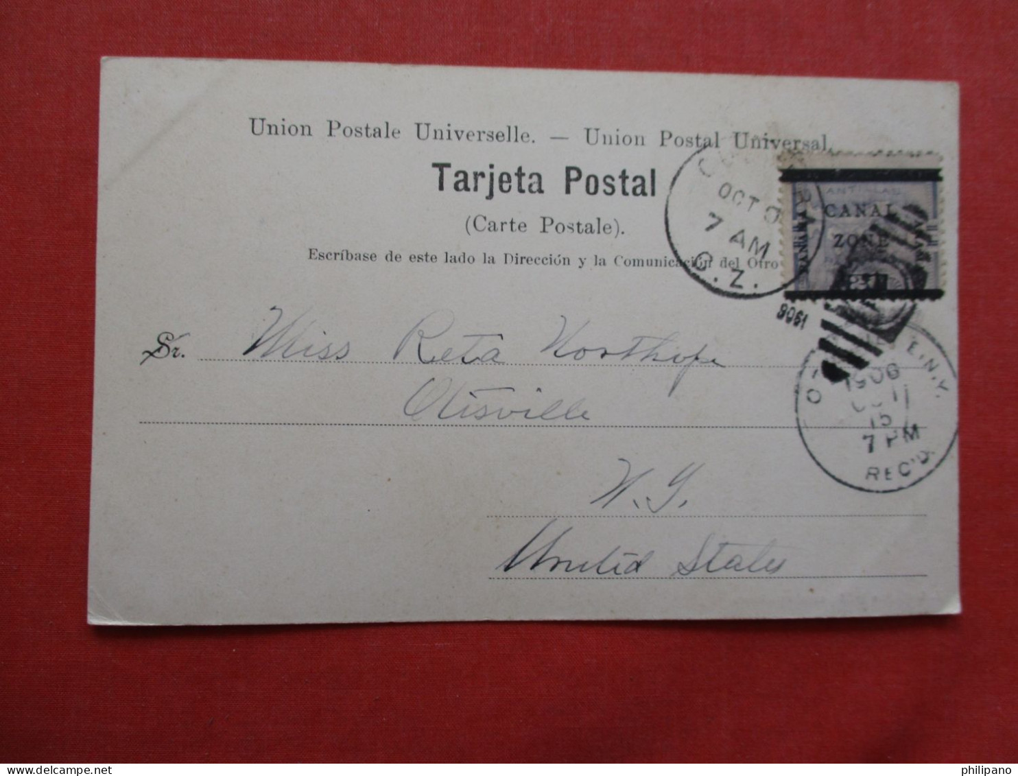 Palm Avenue Christobal Colon. Canal Zone Over Print Stamp     Ref 6413 - Panama