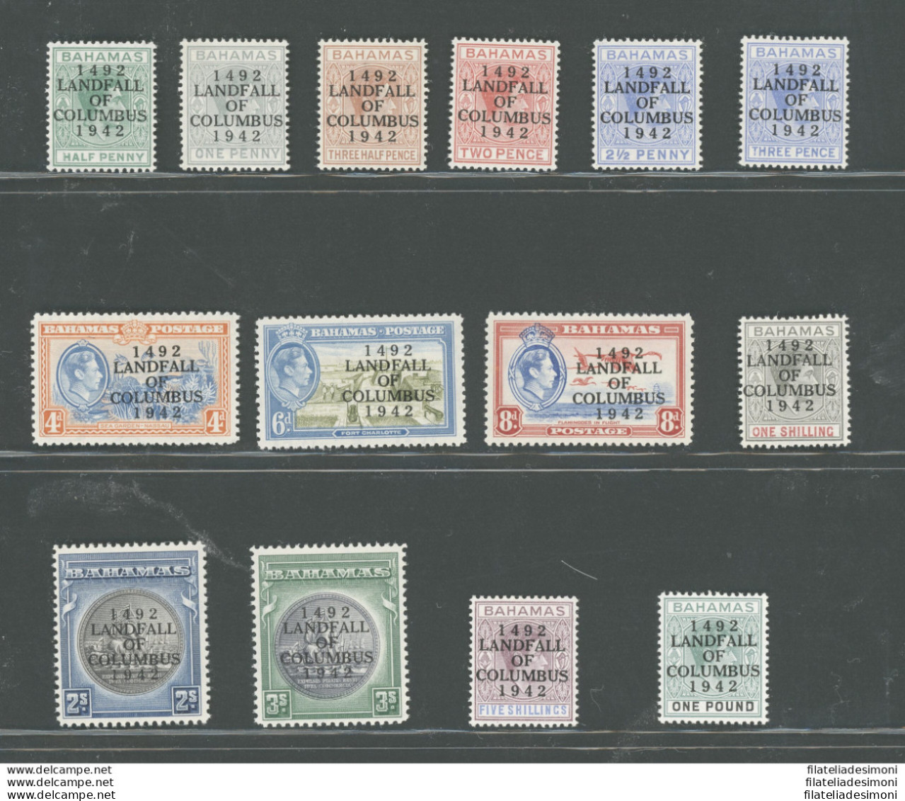 1942 BAHAMAS, Stanley Gibbons N. 162-75a - 450 Anniversario Colombo Scoperta America, Serie Di 14 Valori, MNH** - Andere & Zonder Classificatie