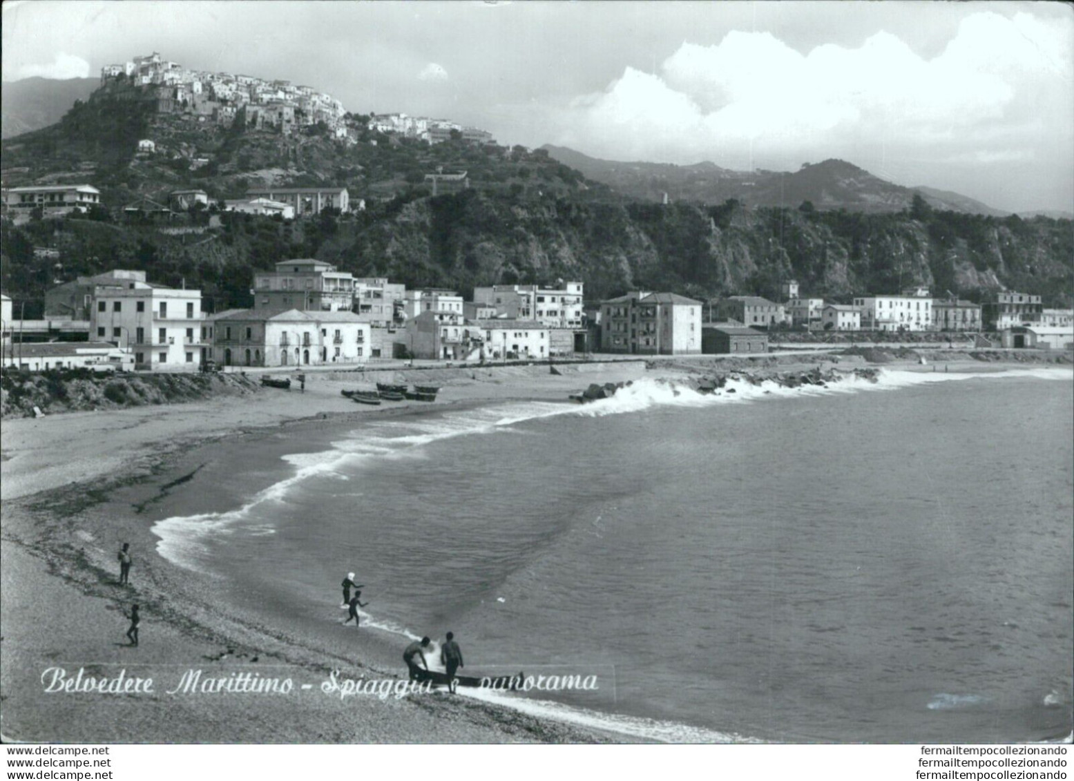 Ah694 Cartolina Belvedere Marittimo Spiaggia E Panorama Provincia Di Cosenza - Cosenza