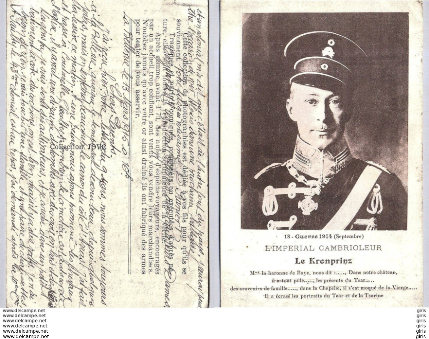 CP - Militaria - Guerre 1914-18 - Personnage - Le Kronprinz. L'Impérial Cambrioleur - Personen