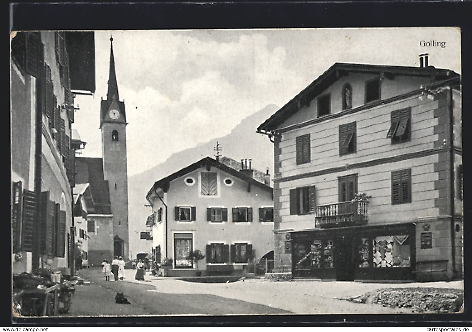 AK Golling /Salzach, Strassenpartie Mit Blick Zur Kirche, Geschäft Von Nikolaus Dietrich  - Autres & Non Classés