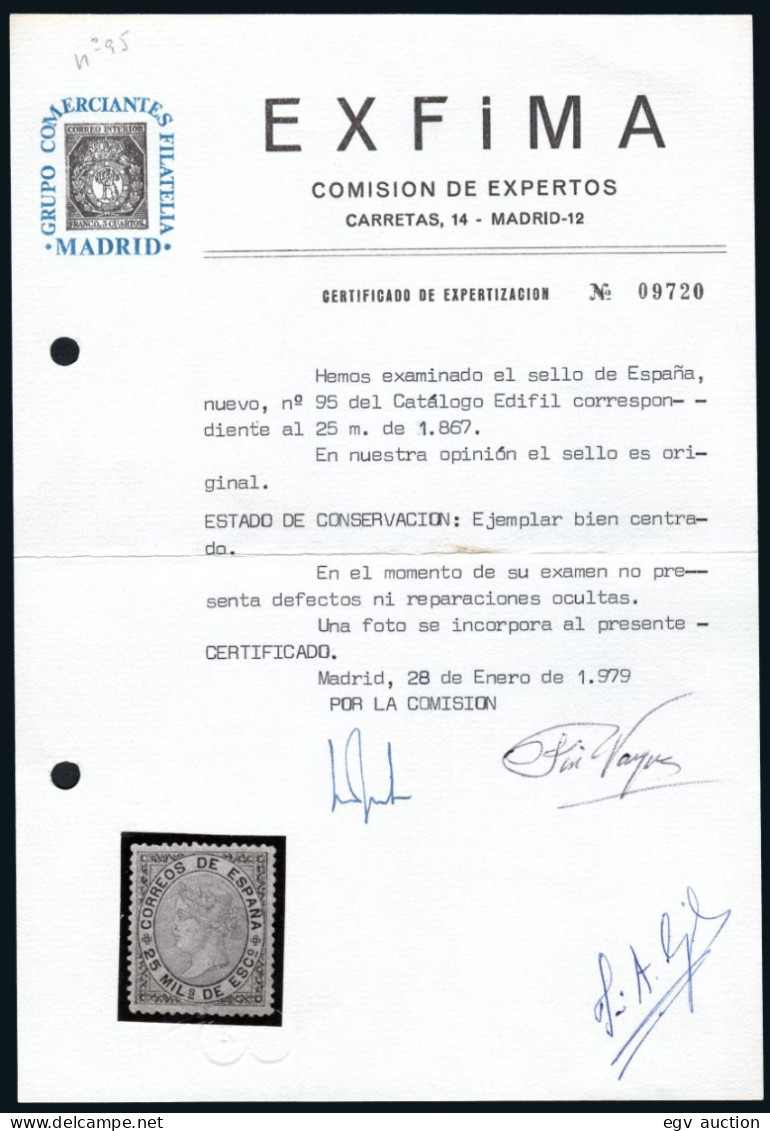 España - Edi * 95 - 25 Milésimas - Certificado EXFIMA - Unused Stamps