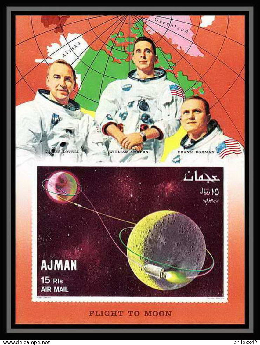 699 Ajman - MNH ** Mi N° 68 B Trajactory Of Apollo 8 Espace (space) Lovell Anders Borman Non Dentelé (Imperf) - Asie