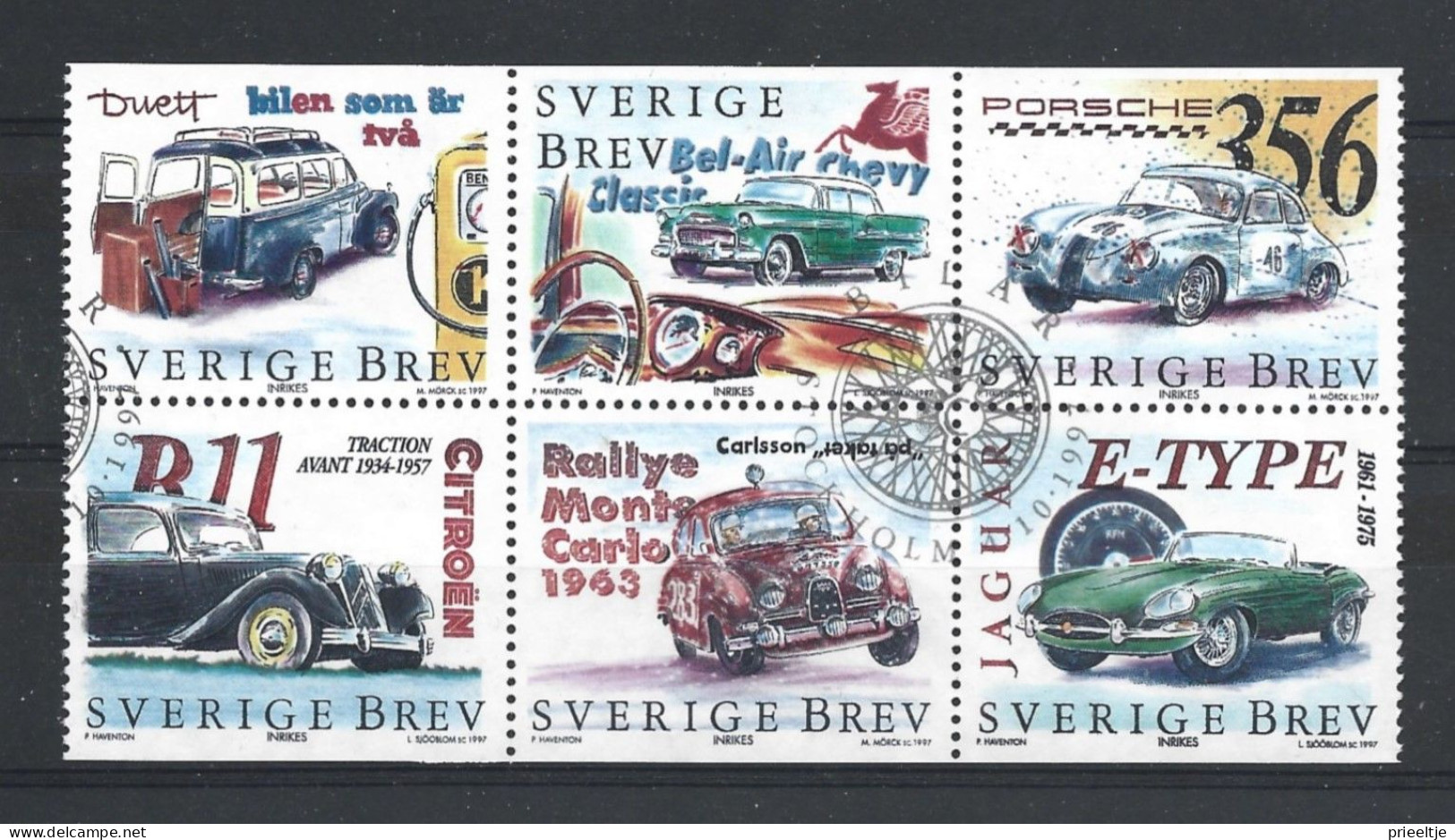 Sweden 1997 Classic Cars 6-block Y.T. 2001/2005 (0) - Used Stamps