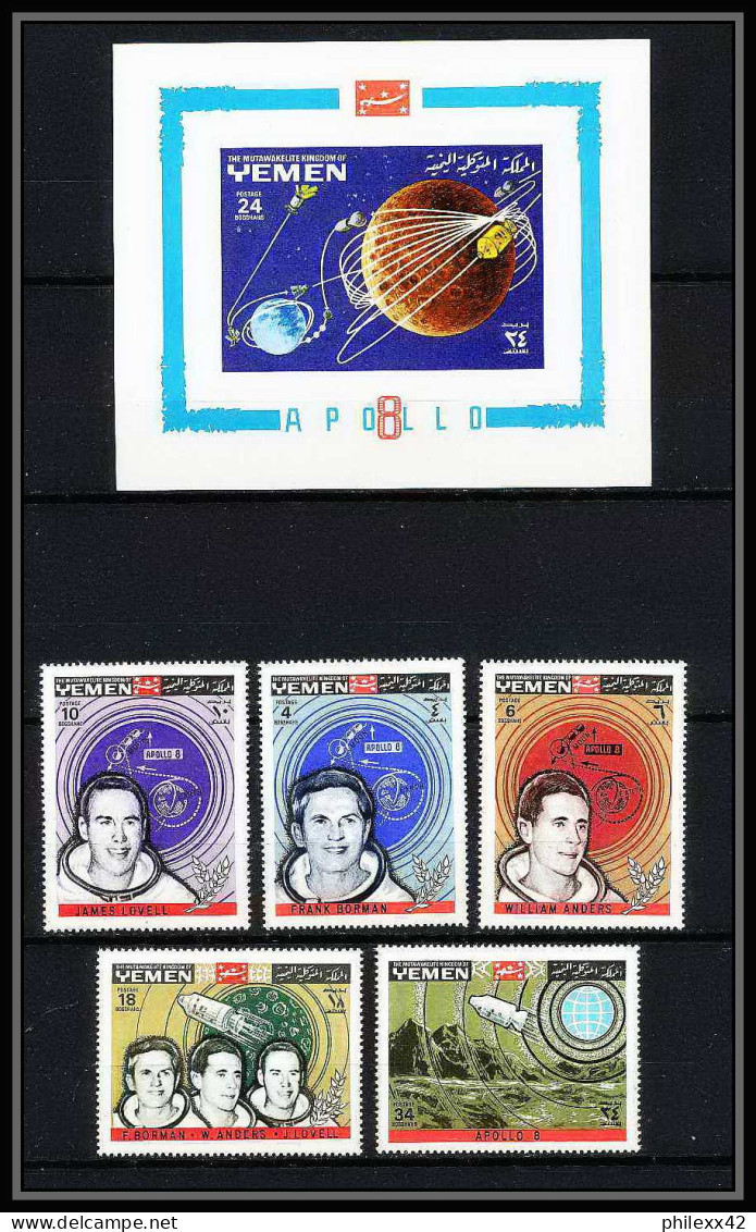 761d Yemen Kingdom MNH ** Mi N° 652 / 656 A + Bloc 150 B 1st Lunar Mission Apollo 8 Espace (space) - Asien