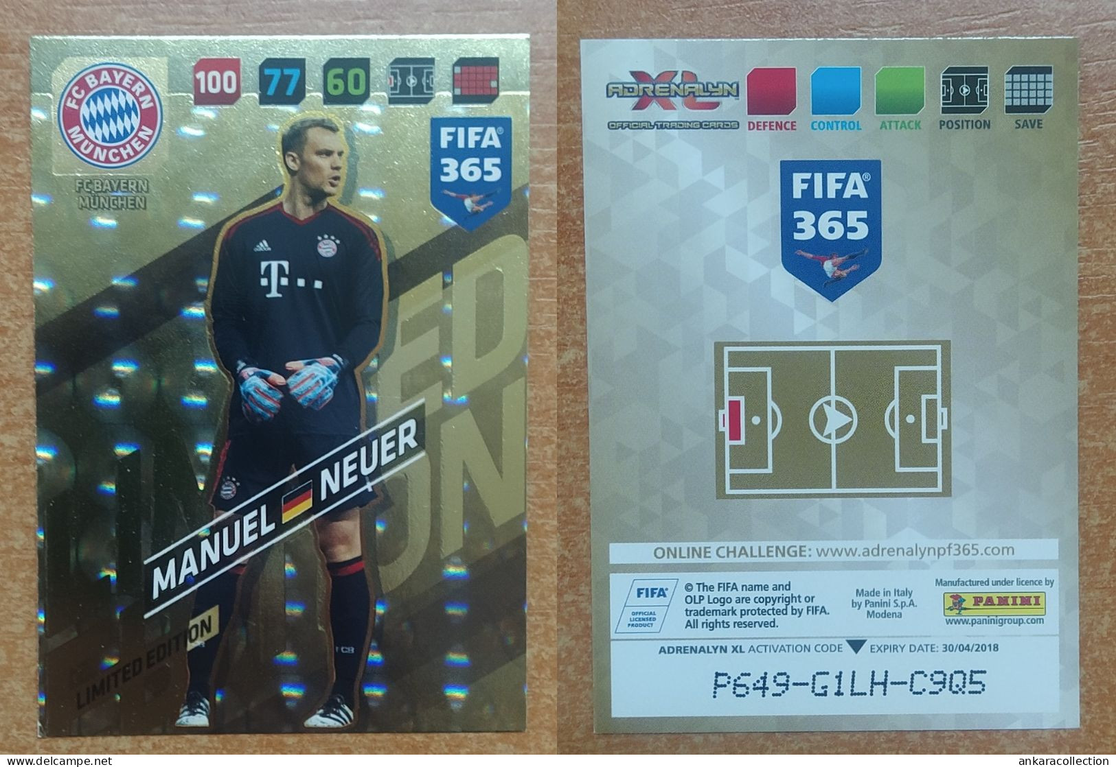 AC - MANUEL NEUER  FC BAYERN MUNCHEN  LIMITED EDITION  PANINI FIFA 365 2018 ADRENALYN TRADING CARD - Trading Cards