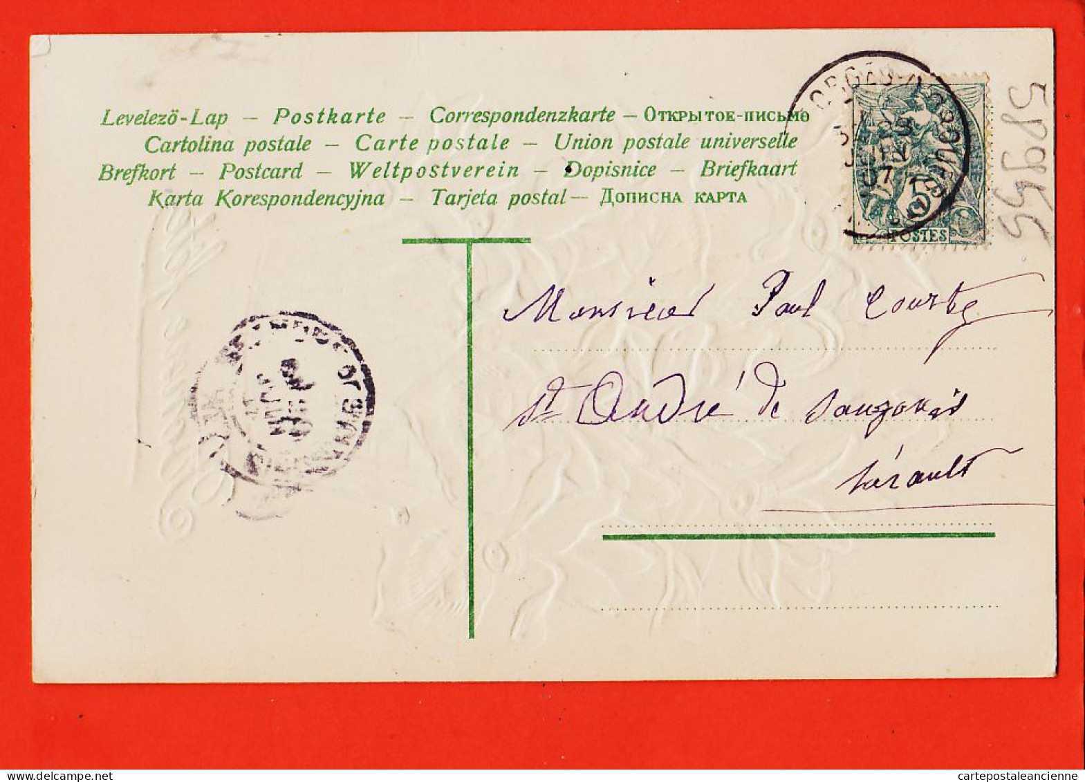 17444 / ⭐ Carte Relief Dorures Panier Lys Fleurs 1907à Paul COURTY Saint-André-de-Sangonis - Sonstige & Ohne Zuordnung
