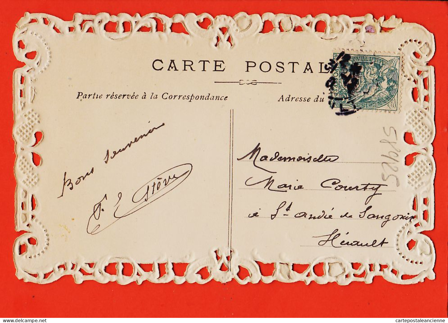 17480 / ⭐ Carte Bords CANIVET Ajoutis MEILLEURS VOEUX BONNE ANNEE 1908 à Marie COURTY Rue Boussairolles Montpellier - New Year