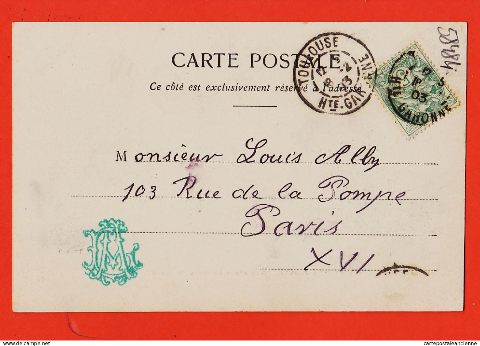 17160 / ⭐ 31-TOULOUSE Vue Générale Sur GARONNE 1903 Ernest à Louis ALBY 10 Rue Pompe Paris LABOUCHE 1 Cliché TRANTOUL  - Toulouse