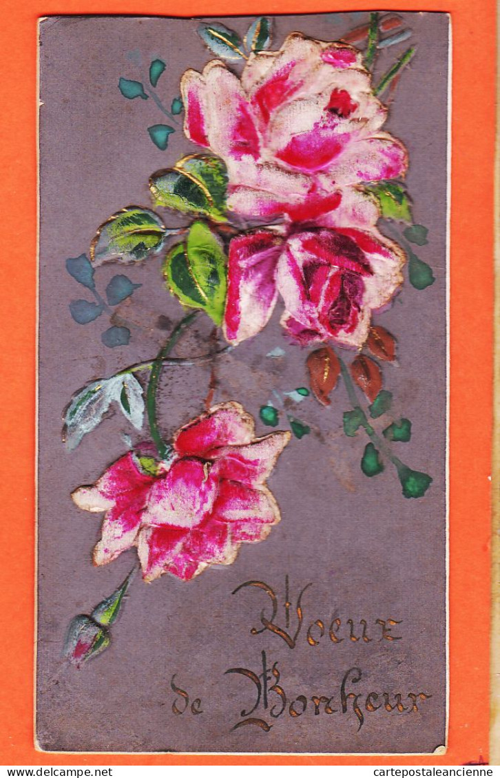 17486 / ⭐ Spectaculaire Carte RELIEF Gaufrée Velours VOEUX De BONHEUR Bonne Année De MONTAUBAN  30-12-1918 - Neujahr