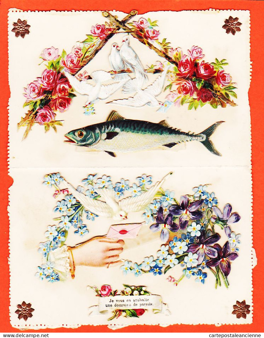 17467 / ⭐ ♥️ Superbe Double-Carte-Lettre Nbrx AJOUTIS Dont Poisson 1911  MAURIS Deligny Département ORAN  Idéale P.S - 1er Avril - Poisson D'avril