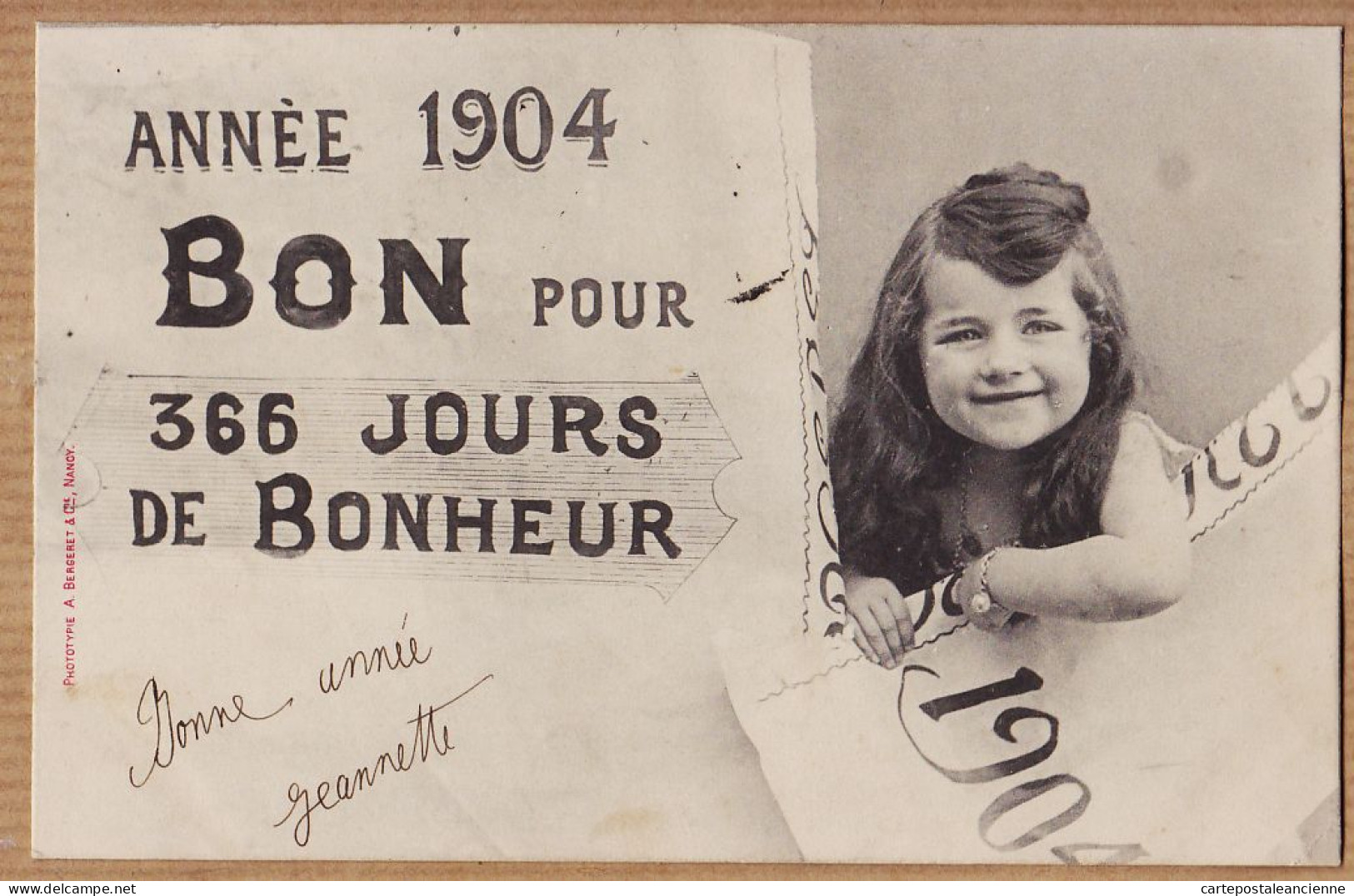 17470 / ⭐ Année 1904 Bissextile BON Pour 366 Jours De Bonheur à Madeleine GAYREL Rue Père Gibrat Gaillac -BERGERET - Anno Nuovo