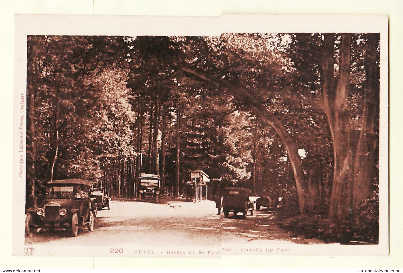 17180 / ⭐ Phototypie Labouche 220 - REVEL Haute-Garonne BASSIN St SAINT-FERREOL Entrée Du Parc Automobiles 1920s - Revel