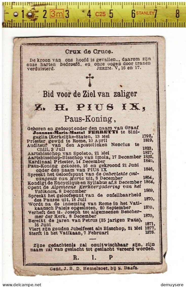 KL 5316 - H. PIUS IX PAUS KONING - 1792 - 1878 - Imágenes Religiosas