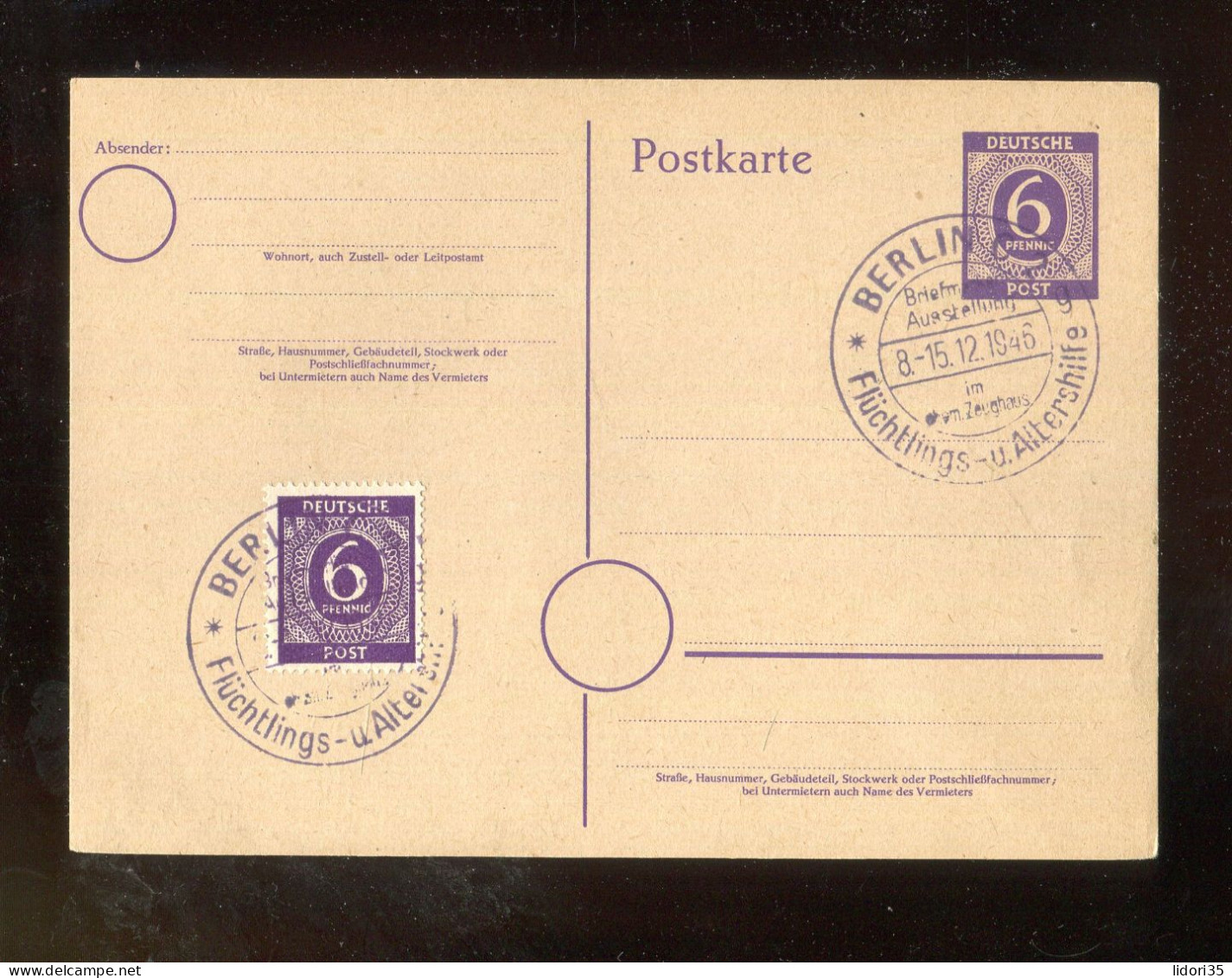 "ALL. BESETZUNG" 1946, SSt. "BERLIN, Fluechtlings- Und Altershilfe" Auf Postkarte (L2061) - Entiers Postaux