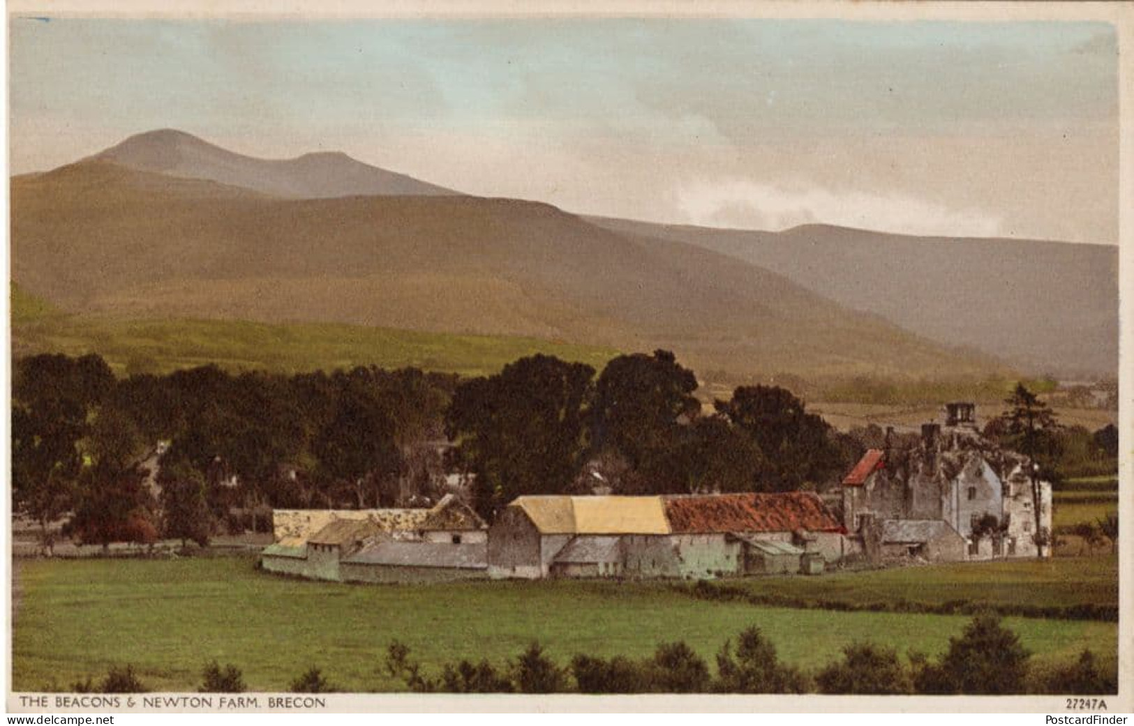 Brecon Beacons & Newton Farm Mint Early Colour Postcard - Bauernhöfe