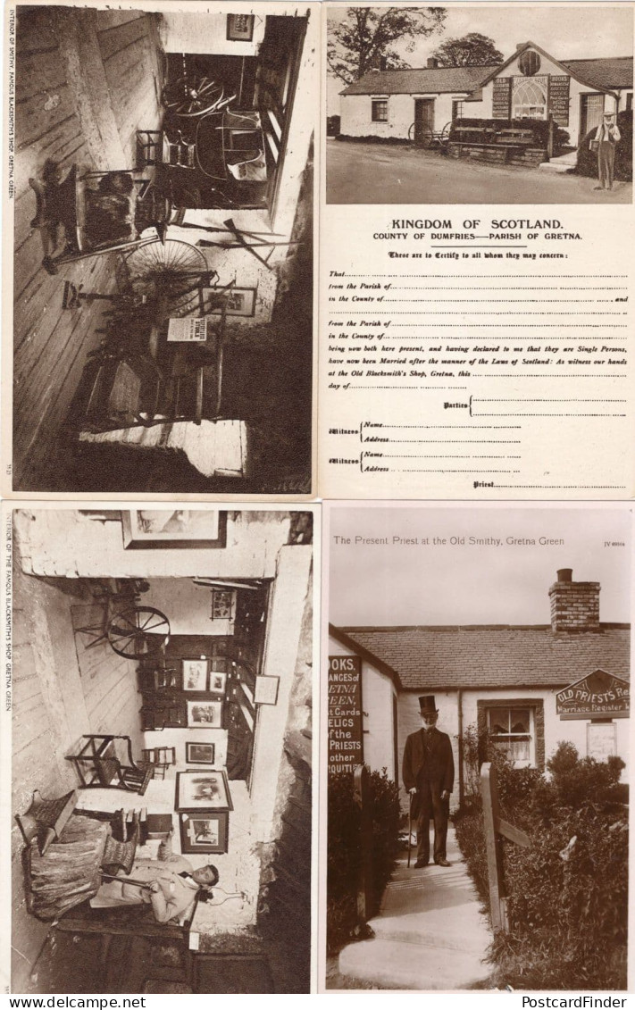 Gretna Green Blacksmiths Anvil Shop Records 4x Collectible Old Postcard S - Fermes