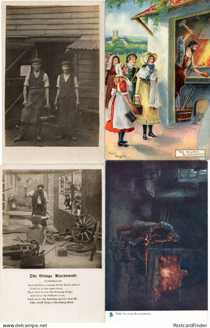 The Village Blacksmith 4x Farm Old Postcards Incl Old Real Photo - Fermes