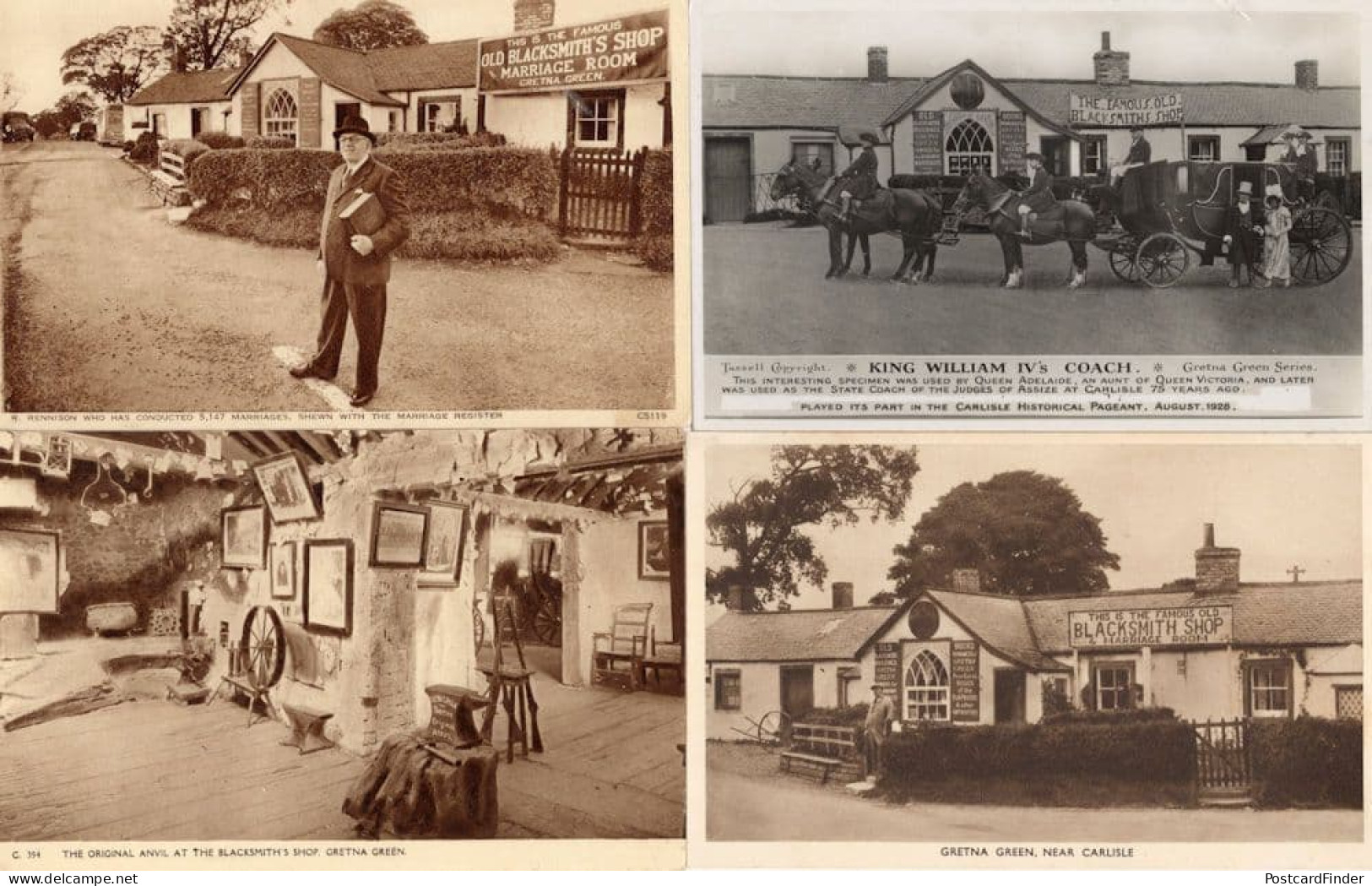 Gretna Green Blacksmiths Anvil Shop 4x Collectible Old Postcard S - Granja