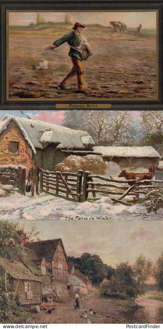 Farnham Dairy Farm Surrey Winter Francois Millet 3x Old Farming Postcard S - Bauernhöfe