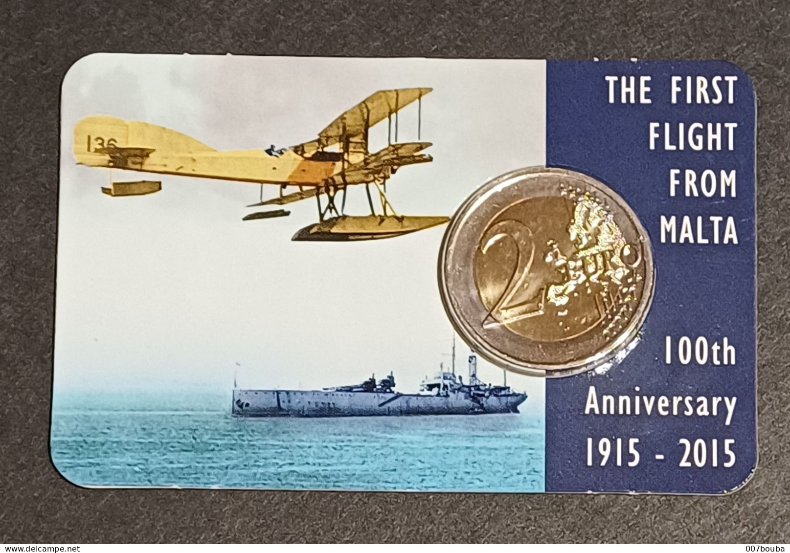 MALTE MALTA 2015 / COINCARD 2€ COMMEMO / FIRST FLIGHT FROM MALTA - Malta