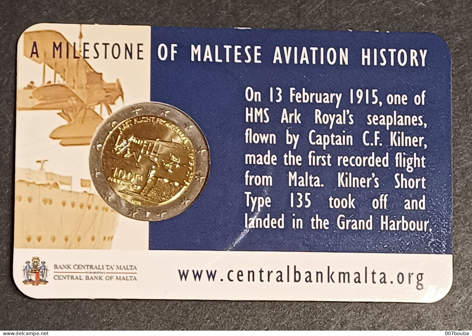 MALTE MALTA 2015 / COINCARD 2€ COMMEMO / FIRST FLIGHT FROM MALTA - Malta