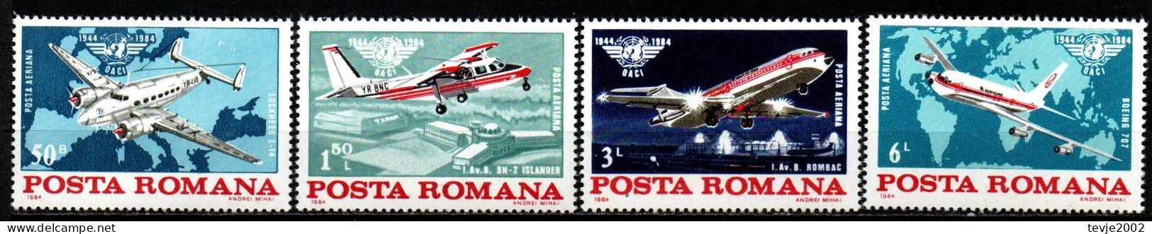 Rumänien Romana 1984 - Mi.Nr. 4072 - 4075 - Postfrisch MNH - Flugzeuge Airplanes - Flugzeuge