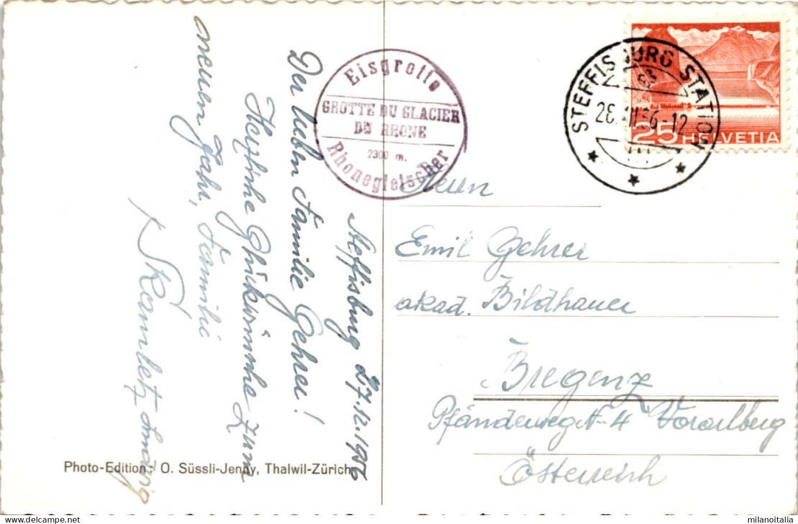 Belvedere-Furkastasse - Rhonegletscher (431) * 28. 12. 1956 - Obergoms