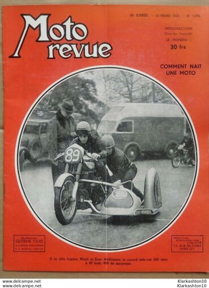 Moto Revue N 1076 Comment Naît Une Moto 15 Mars 1952 - Non Classés