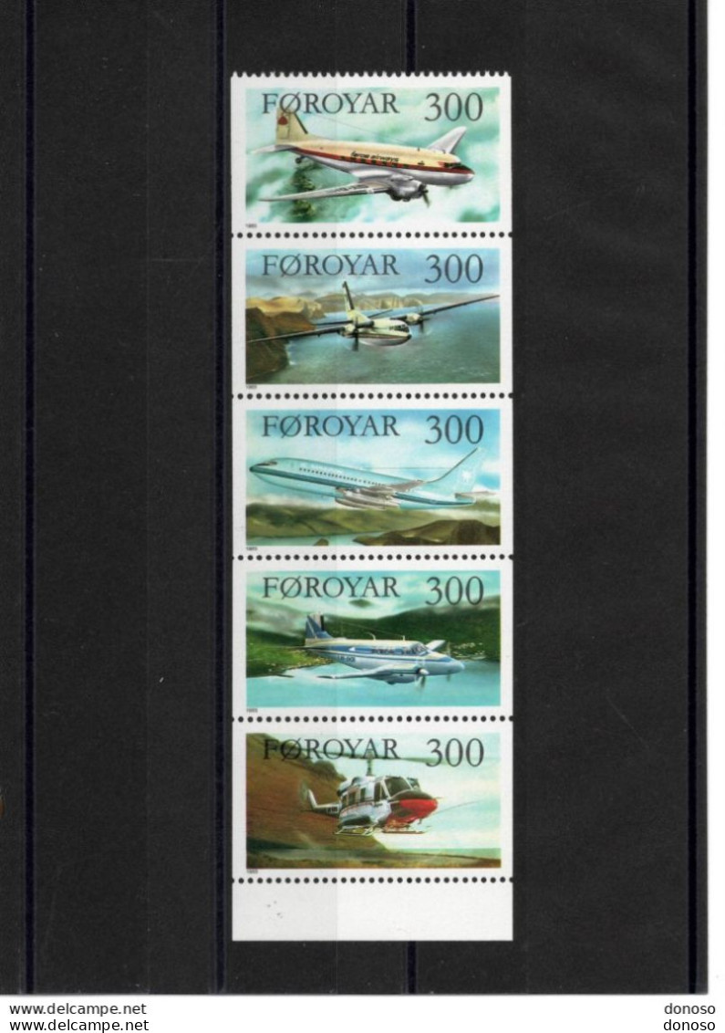 FEROE 1985 Avions, DC3, Fokker, Boeing 737, Bimoteur, Hélicoptère Snipan Yvert 119-123 NEUF** MNH Cote 22,50 Euros - Féroé (Iles)