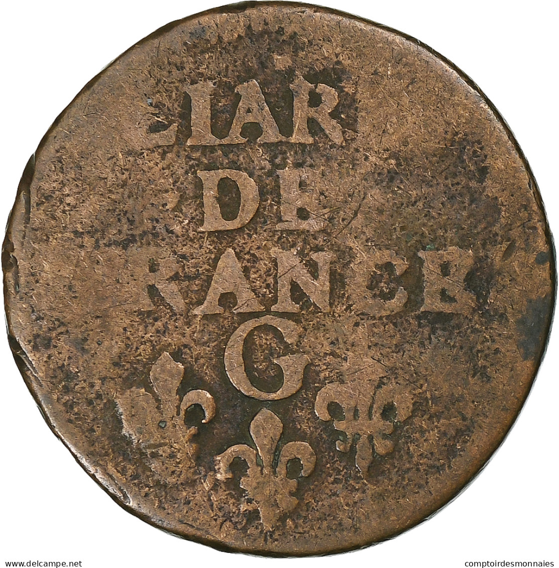 France, Louis XIV, Liard De France, 1658, Chatellerault, Cuivre, B+, C2G:108 - 1643-1715 Louis XIV Le Grand