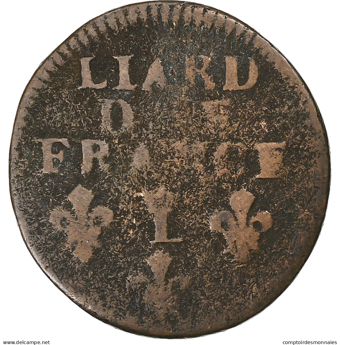 France, Louis XIV, Liard De France, 169[-], Lille, Cuivre, B, C2G:190 - 1643-1715 Louis XIV Le Grand