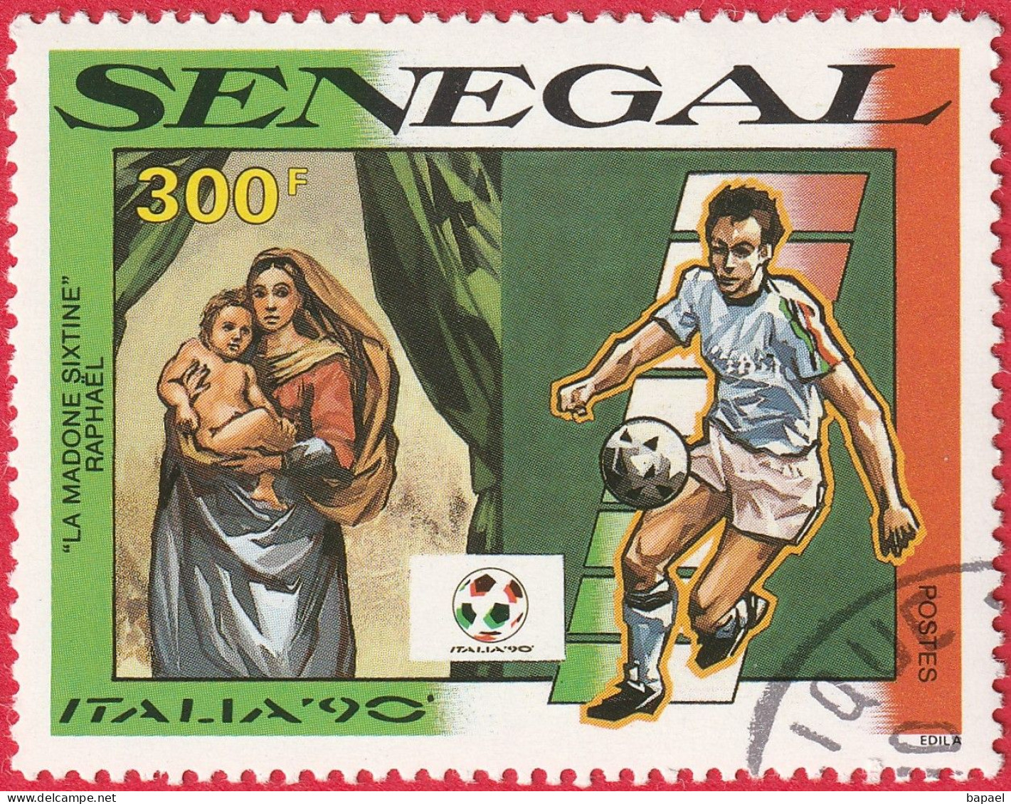 N° Yvert & Tellier 860 - République Du Sénégal (1990) (Oblitéré Avec Gomme) - Italia ''90'' Coupe Du Monde (Cf Descr.) - Sénégal (1960-...)